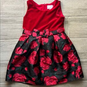 Elegant Red Floral Kids Dress